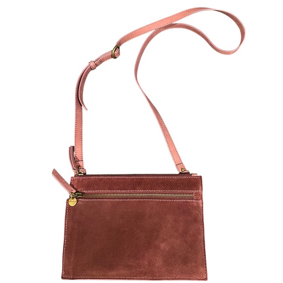 Lucky Brand Crossbody Bag Suede Leather Mauve Pink Small Purse - Picture 1 of 8